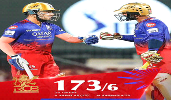रॉयल चैंलेंजर्स बेंगलुरु ने चेन्नई सुपर किंग्स को दिया 174 रनों का लक्ष्य