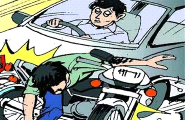 बाइक में टक्कर मारने वाले अज्ञात कार चालक के विरुद्ध मुकदमा दर्ज 